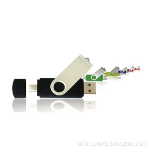 OTG Function Swivel USB Flash Drive, 1 to 64GB, Free Sample, Ideal for Smartphone Use